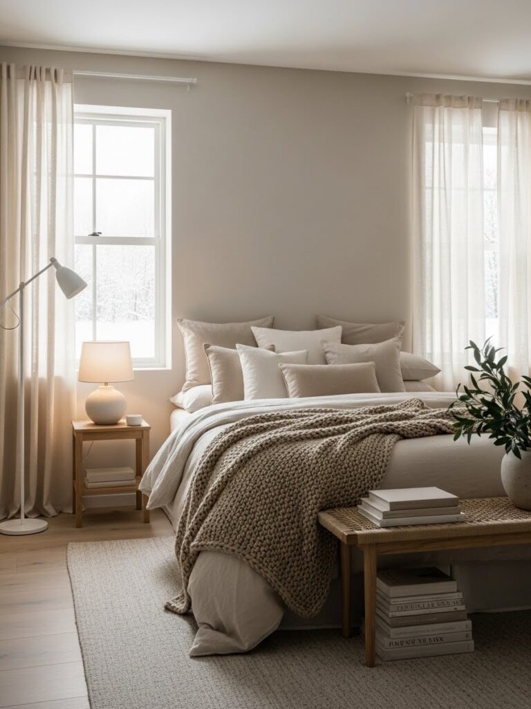 neutral winter bedroom decor ideas for cozy homes