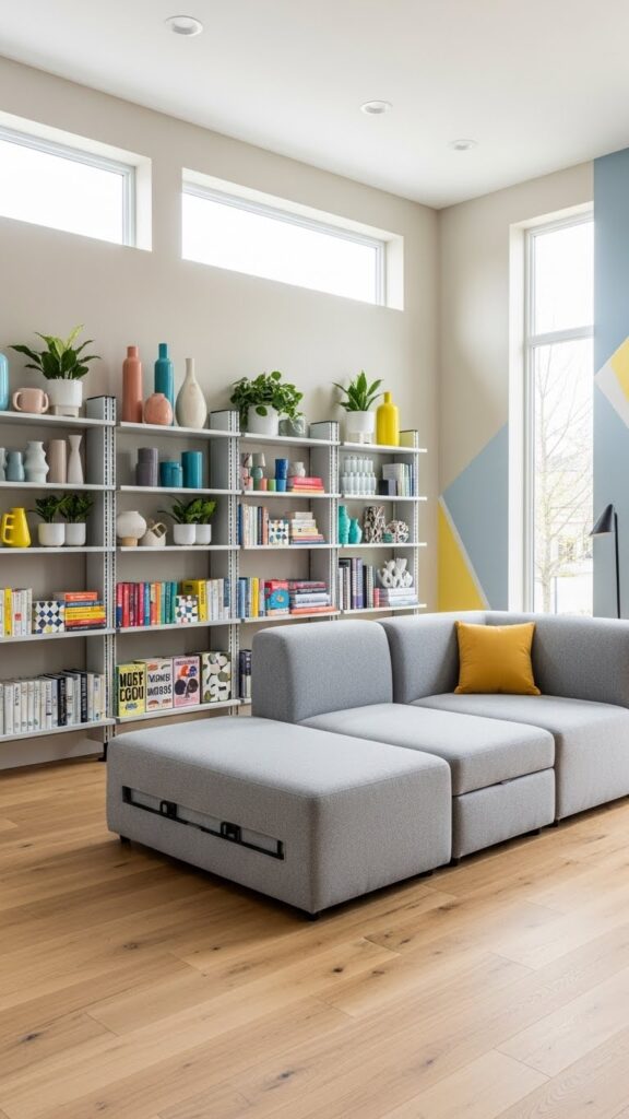 Organized life aesthetic with flexible and colorful storage systems