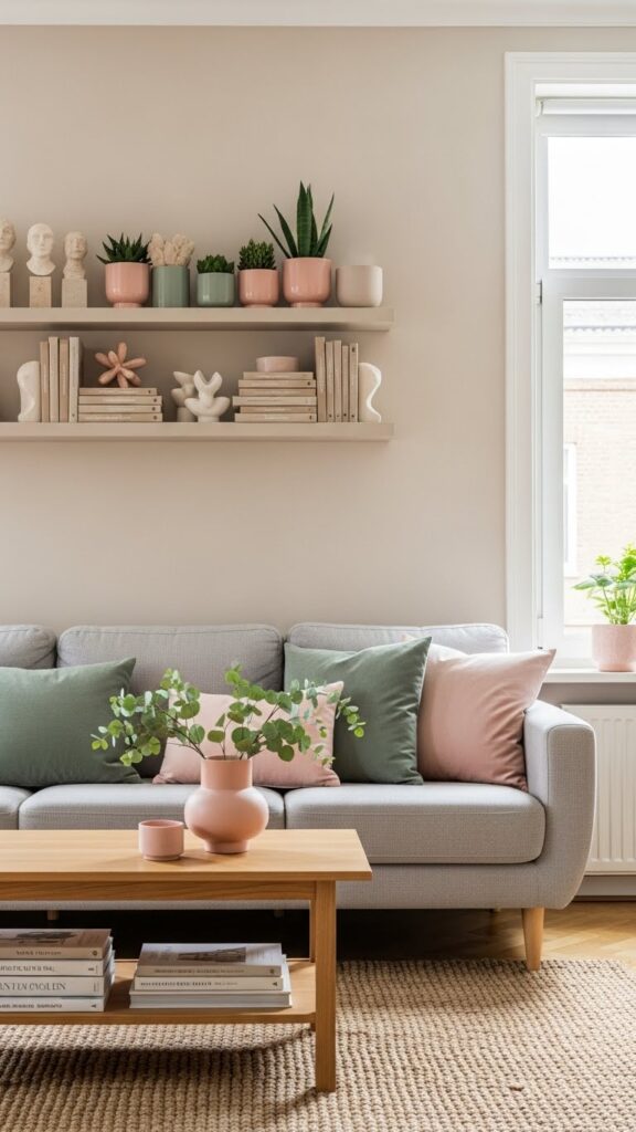 Organized life aesthetic with neutral base and soft colorful accents