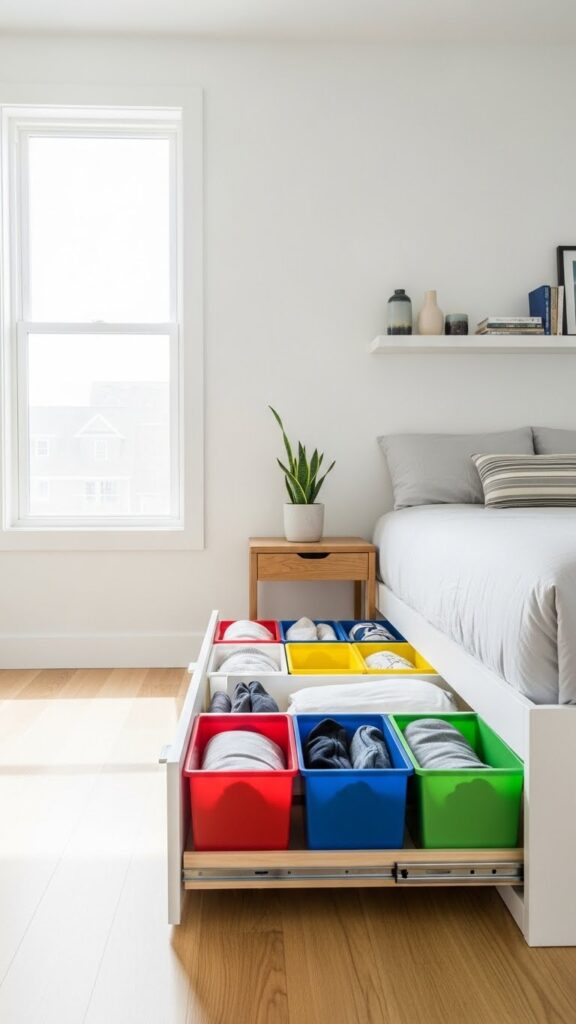 Organized life aesthetic under bed storage solution