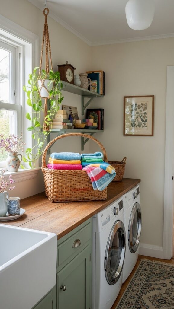 Laundry room ideas with personal and handmade decor