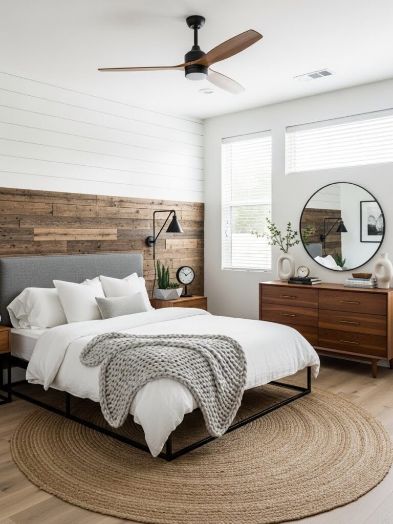 Rustic farmhouse modern bedroom