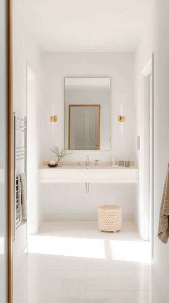 Small bathroom decor inspo that feels open