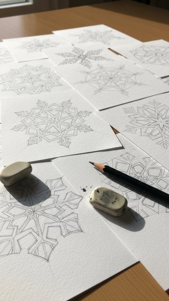 Snowflake designs drawing for practice