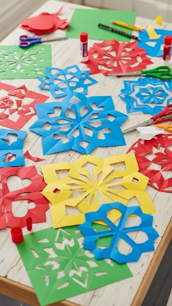 Easy snowflake design for kids paper crafts