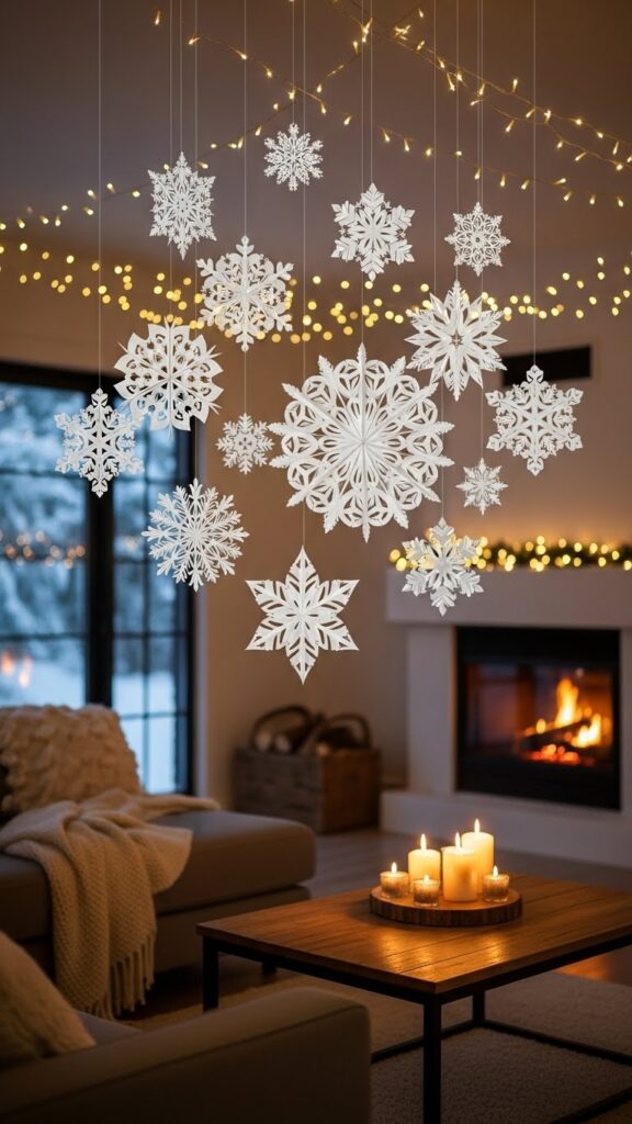 Hanging snowflake decor ideas