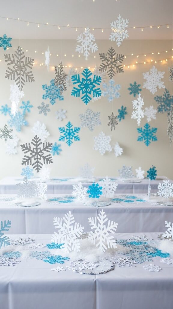 Snowflake designs for winter party decor