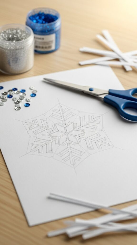 Snowflake design pattern drawing for paper crafts