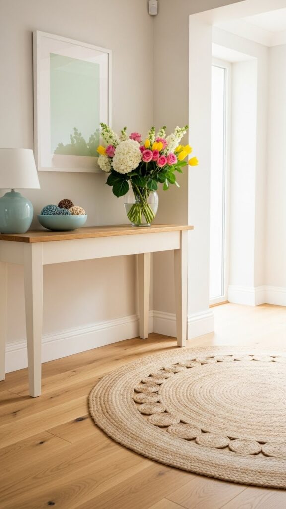 Entryway refreshed with light and colorful decor