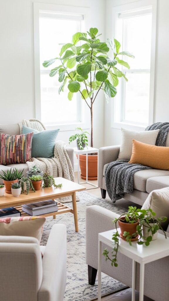 Neutral base interior styled with seasonal accents