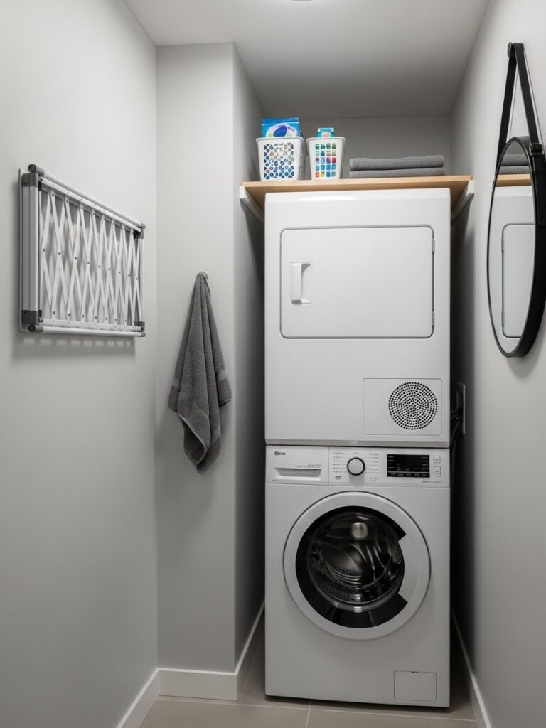 Laundry room ideas with stackable washer and dryer