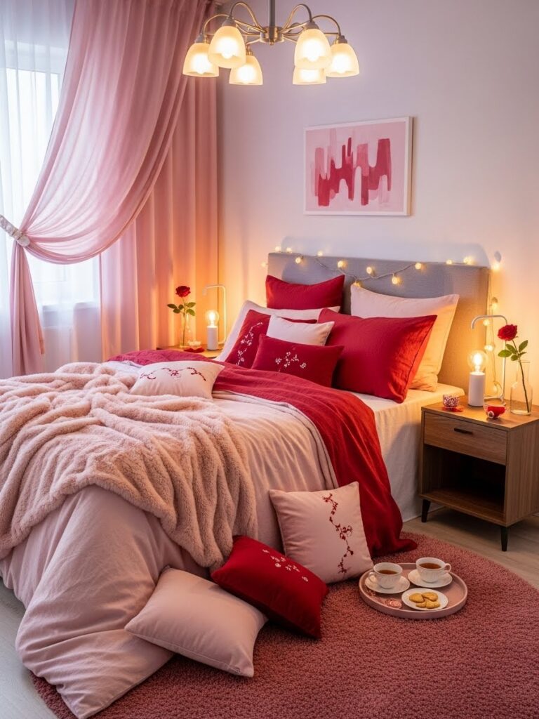 Romantic Valentine bedroom decor for small spaces