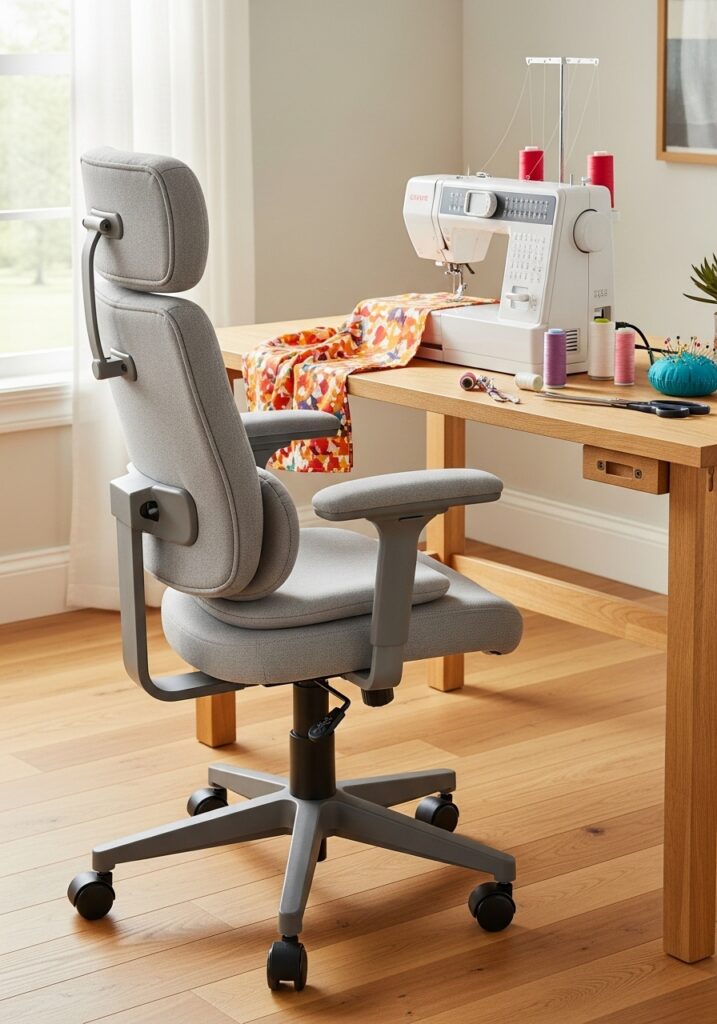 Comfortable sewing chair providing ergonomic support