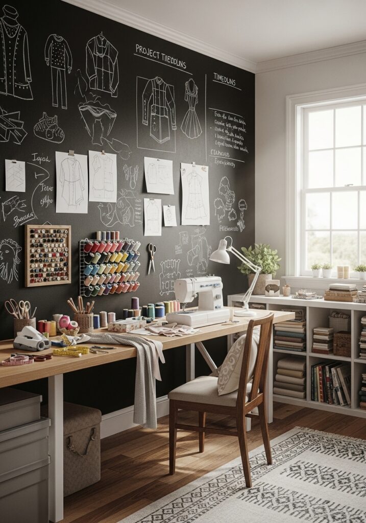  Chalkboard wall used for sewing project planning