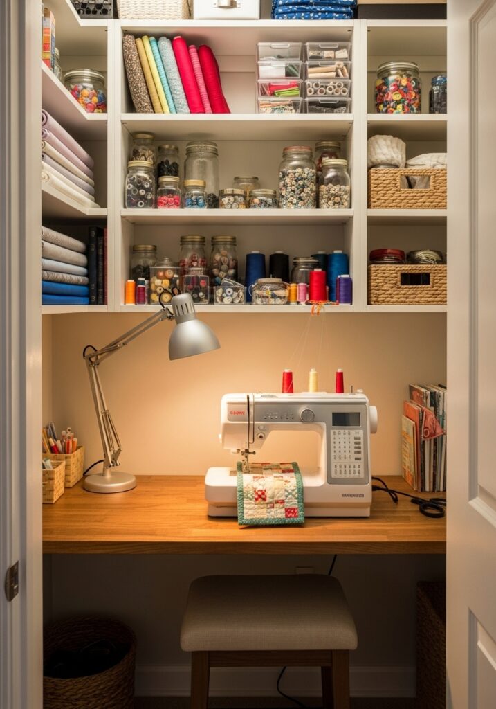  Closet conversion turned into a functional sewing room