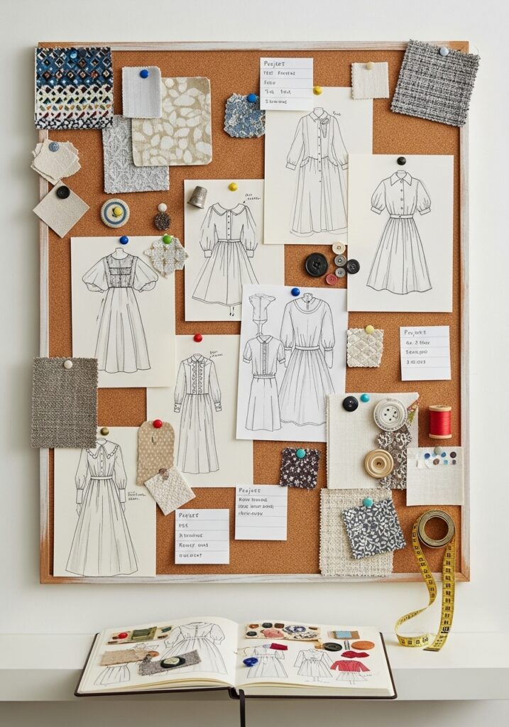  Design inspiration board supporting creativity in sewing room
