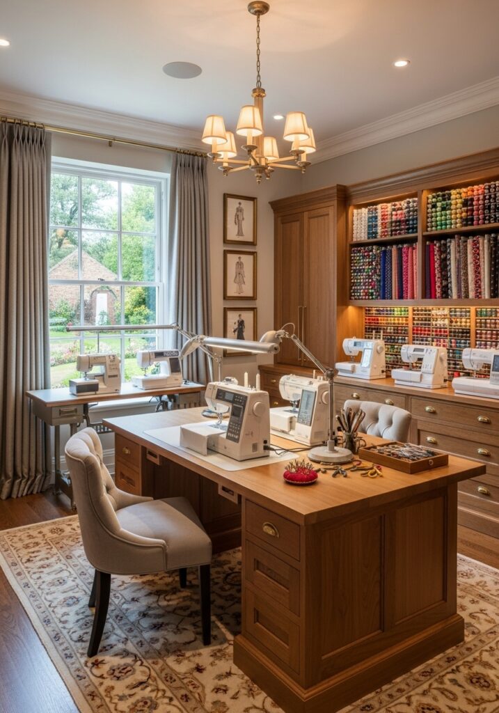  Luxury sewing room studio featuring premium furniture and refined design