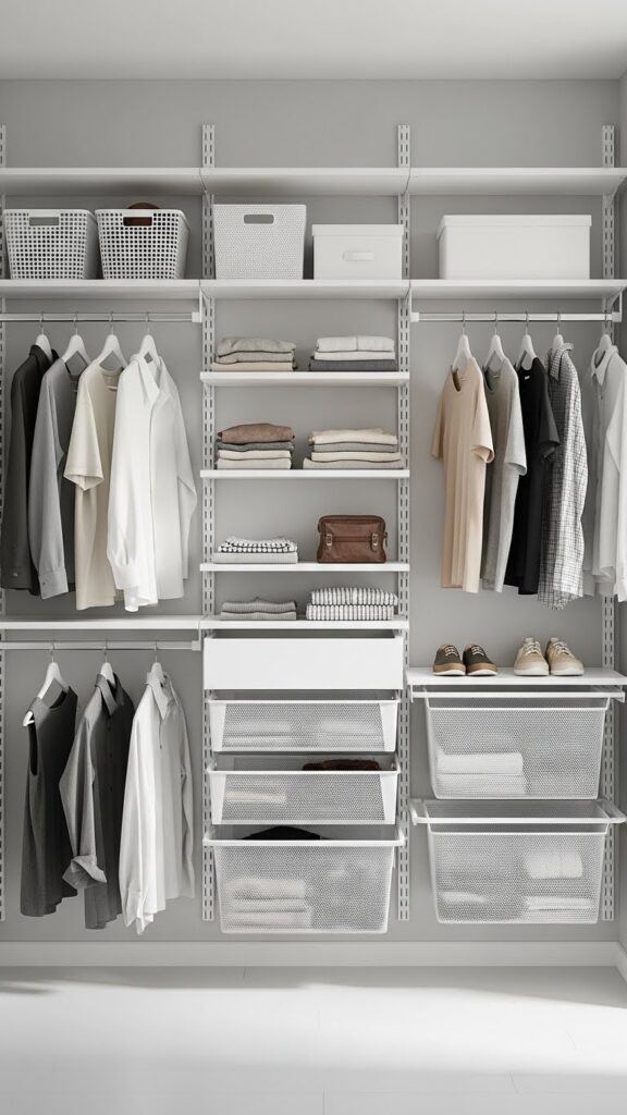 IKEA ALGOT wall-mounted storage system creating customizable kids closet organization