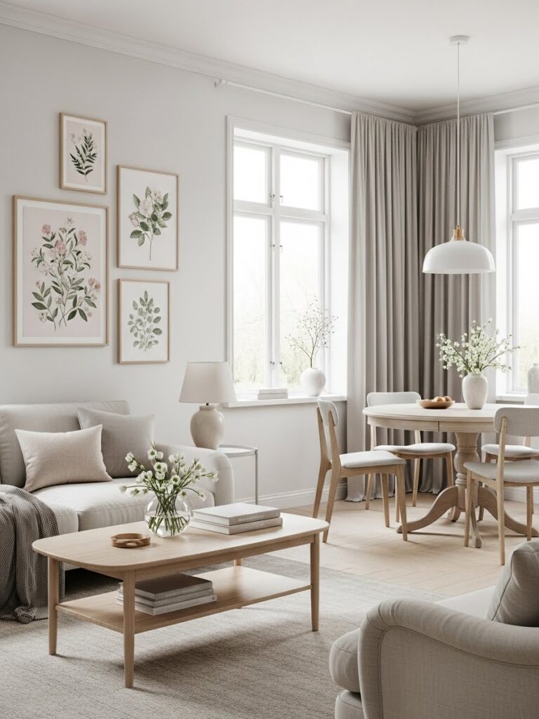 Botanical wall art adding a gentle spring touch to home decor