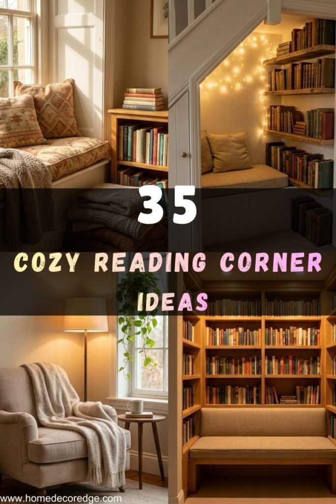 Cozy reading corner ideas window seat under stairs nook bedroom armchair built-in alcove library