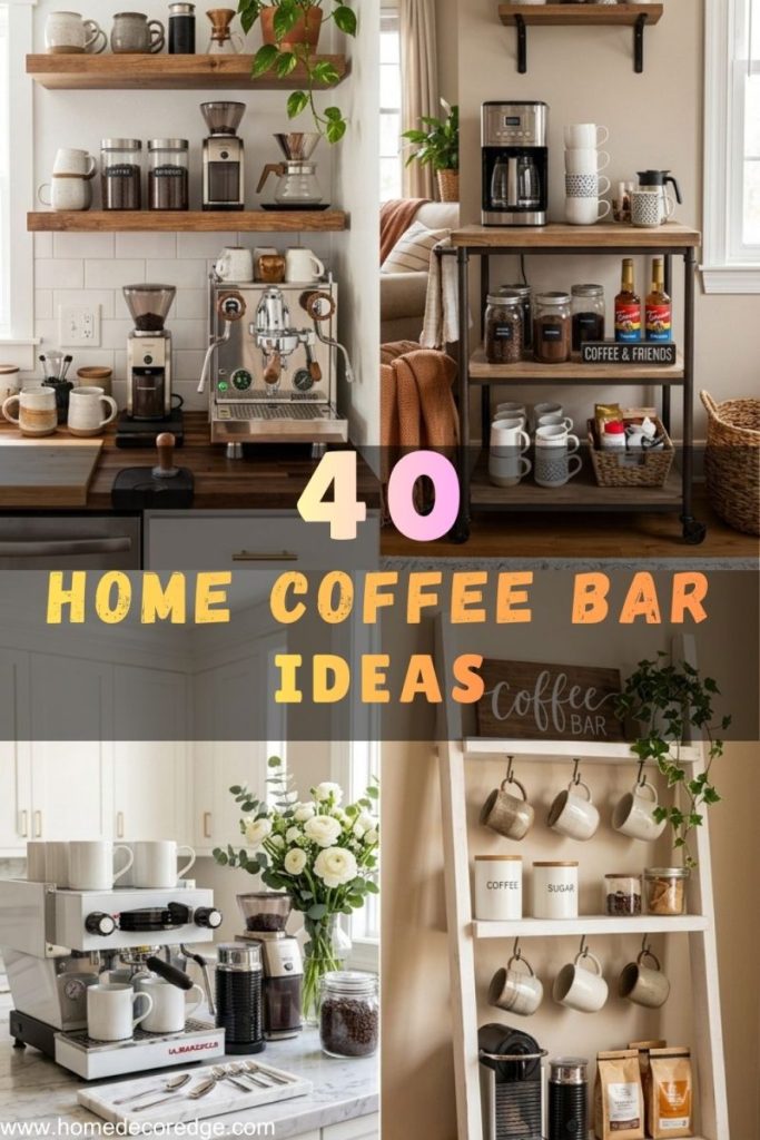 40 home coffee bar ideas including open shelving station farmhouse cart marble countertop and small apartment ladder shelf coffee bar