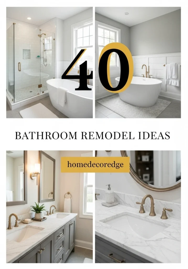 40 bathroom remodel ideas hook image with HomeDecorEdge branding