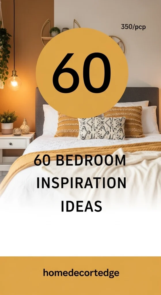 60 bedroom inspiration ideas hook image with HomeDecorEdge branding