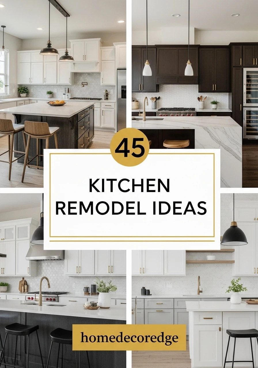 45 kitchen remodel ideas hook image with HomeDecorEdge branding
