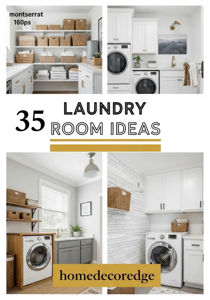 35 laundry room ideas hook image with HomeDecorEdge branding