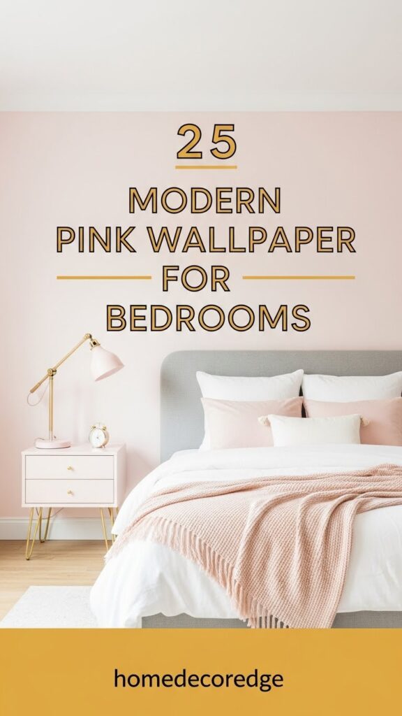25 modern pink wallpaper for bedrooms hook image with HomeDecorEdge branding
