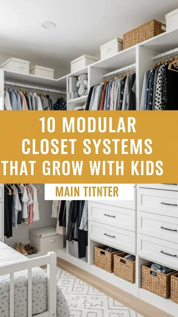 Modular closet systems for kids rooms hook image with HomeDecorEdge branding