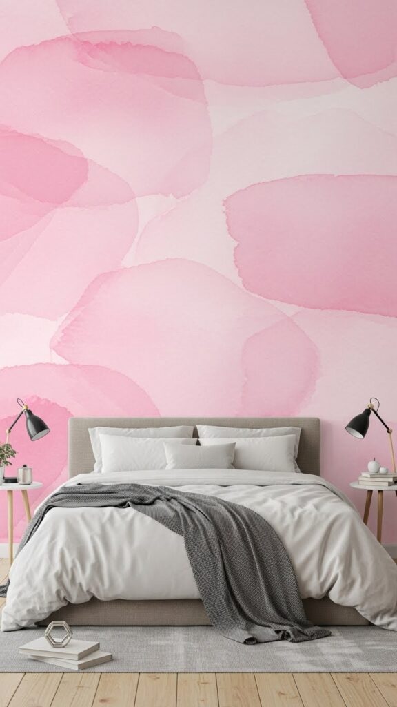 Light pink watercolor wallpaper with soft abstract brushstroke pattern

