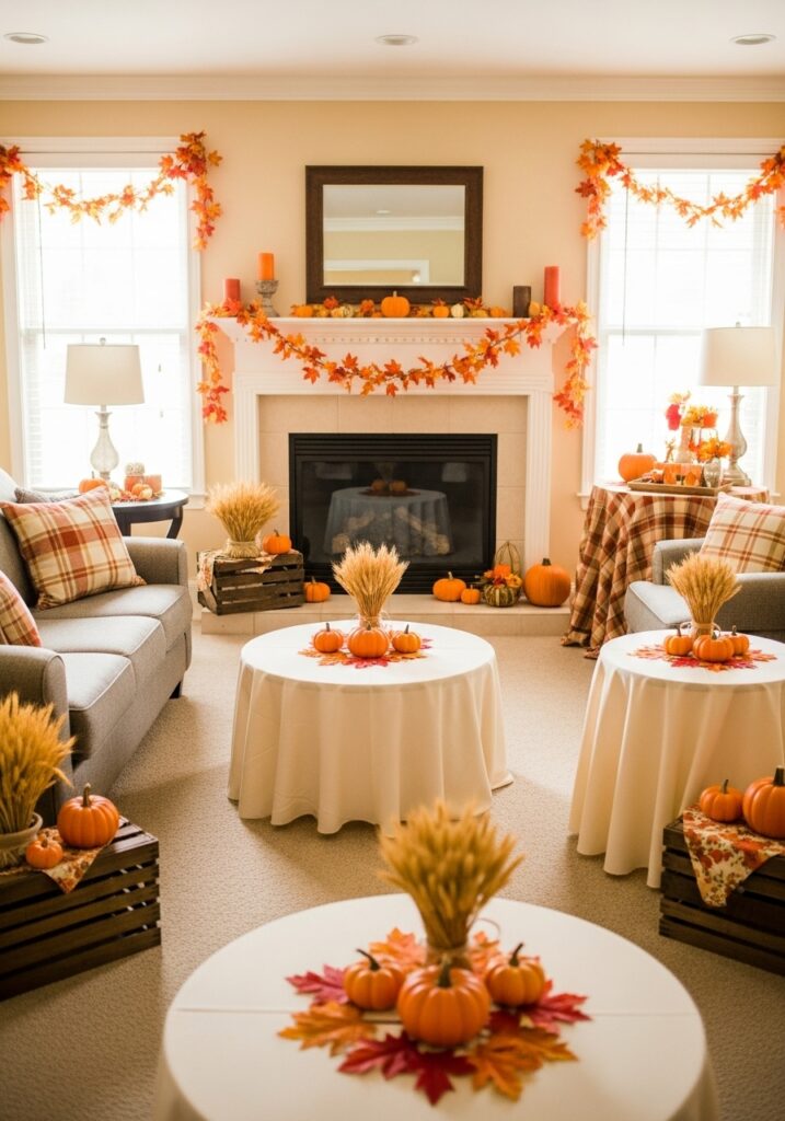 Little pumpkin fall baby shower with autumn decorations and pumpkin centerpieces