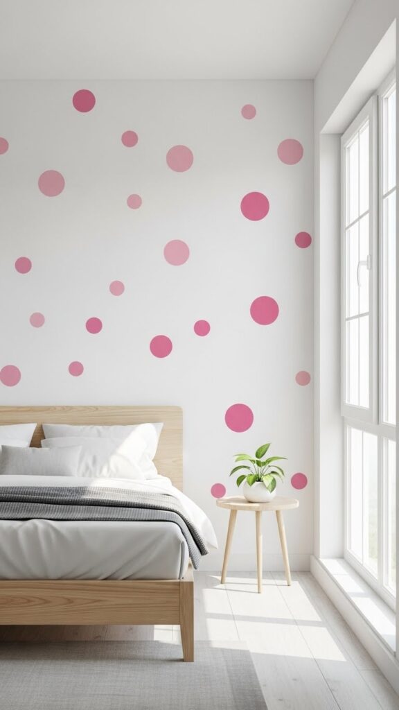 Modern minimalist pink confetti wallpaper with scattered playful abstract pattern