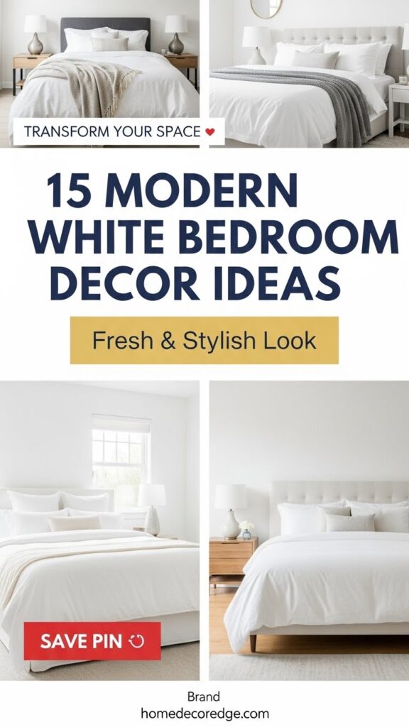 Modern white bedroom with minimalist furniture and elegant decor featuring fresh styling ideas