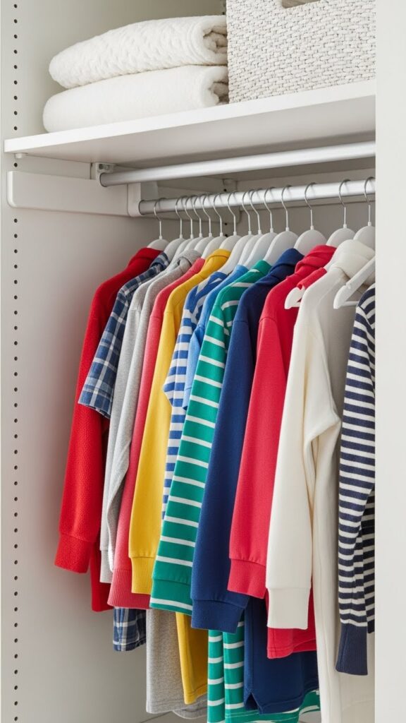 IKEA MULIG adjustable clothes bar providing flexible hanging storage in kids closet