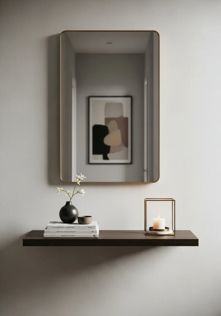 Ultra-slim narrow console table in tight entryway space