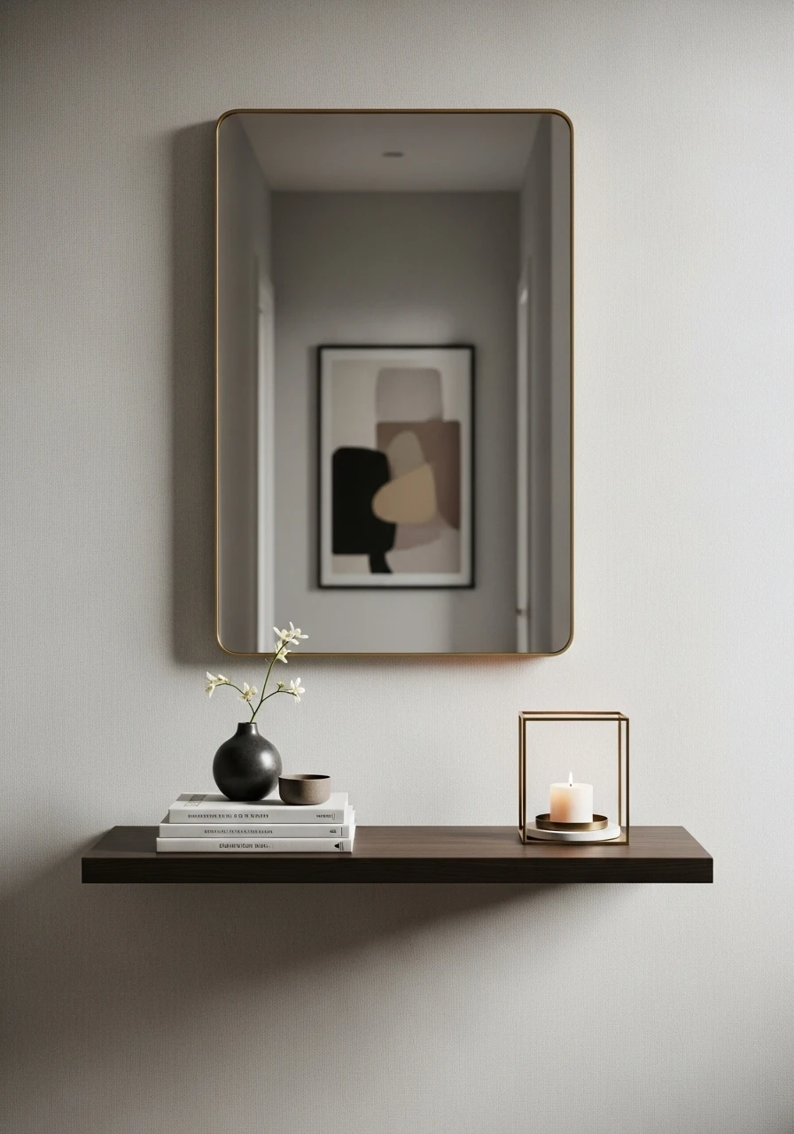 Ultra-slim narrow console table in tight entryway space