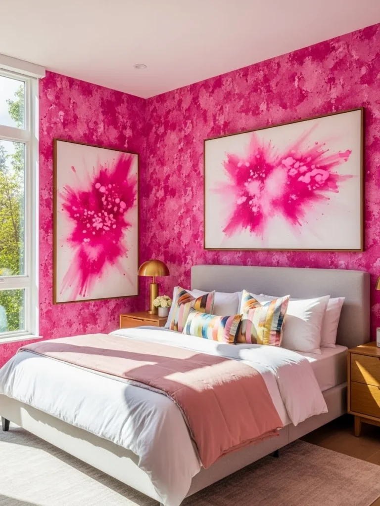 pink wallpaper bedroom ideas