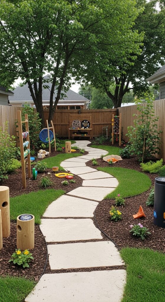  Multi-sensory backyard garden featuring fragrant plants, varied textures, and water features
