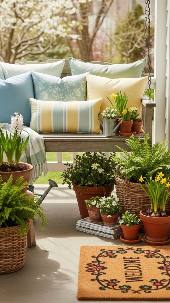 Small seasonal updates used in spring porch decor