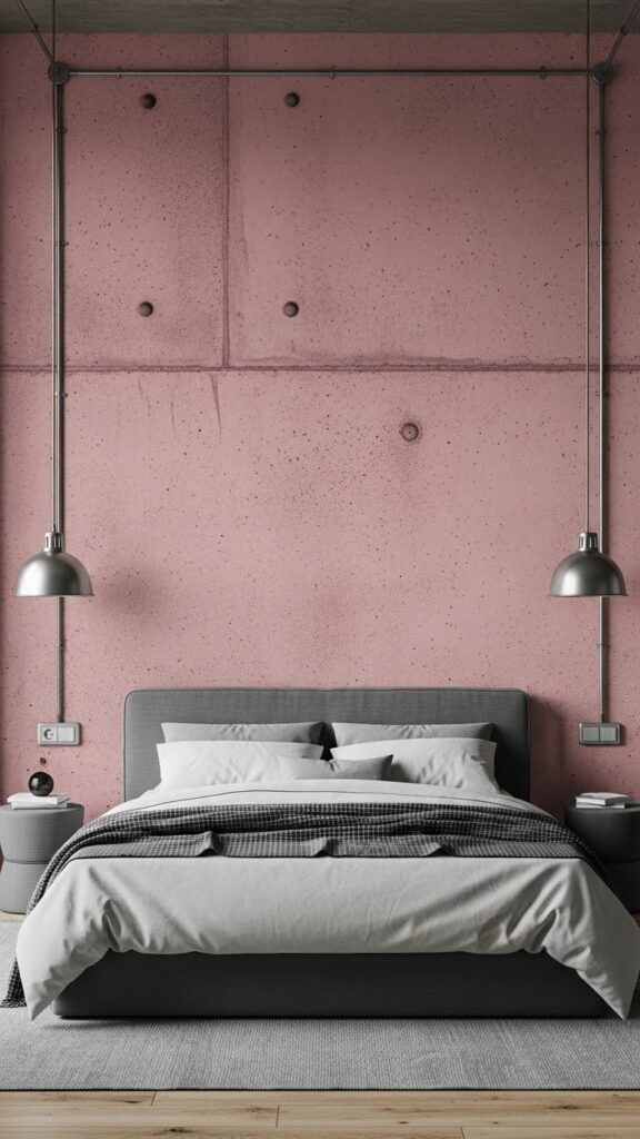 Modern pink concrete texture wallpaper with industrial cement effect finish