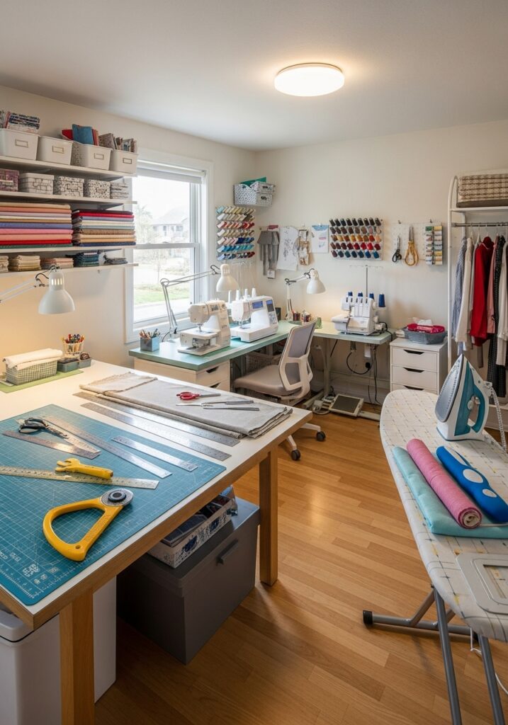  Sewing room layout with clearly defined work zones for efficient workflow