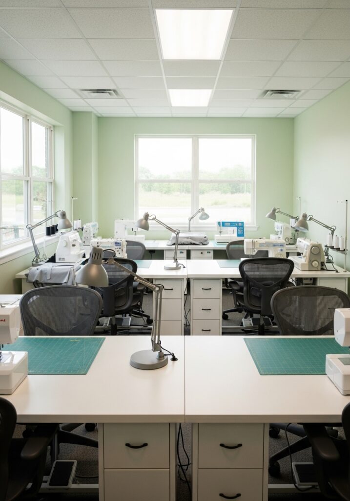  Collaborative sewing room layout for multiple users