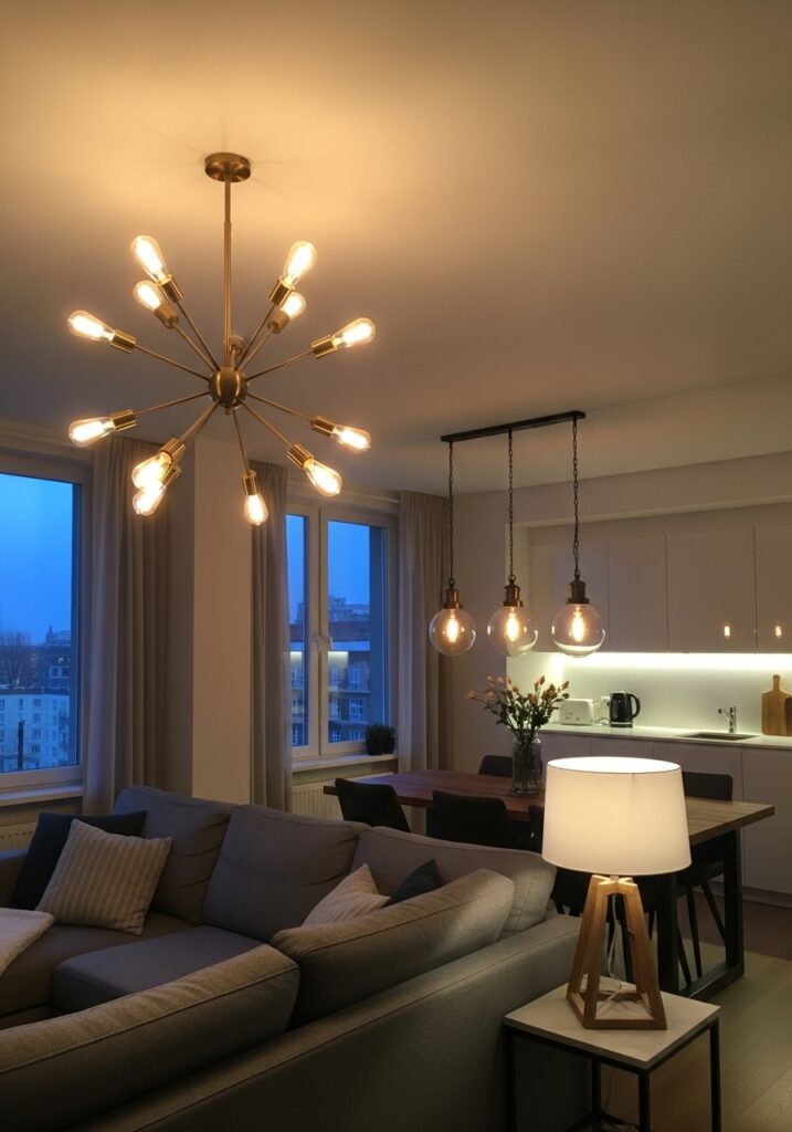 Decorative lighting enhancing apartment ambiance