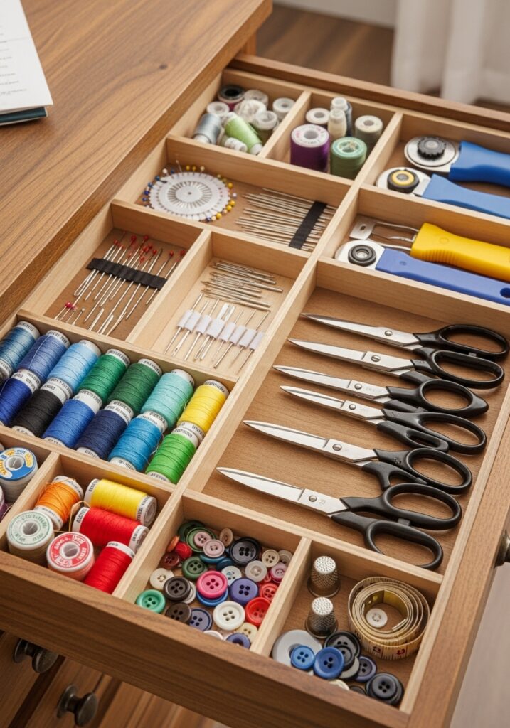  Drawer dividers keeping sewing tools neatly organized