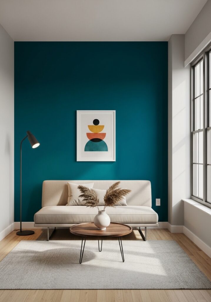 Statement wall adding visual impact to apartment decor