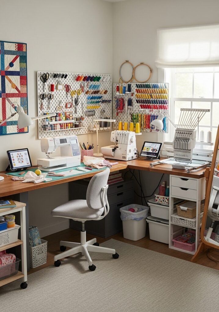  Sewing room layout featuring separate machine stations