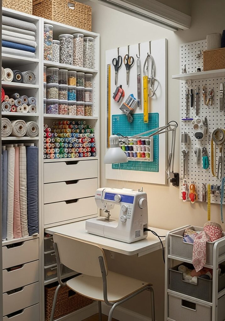  Closet conversion used as organized sewing room