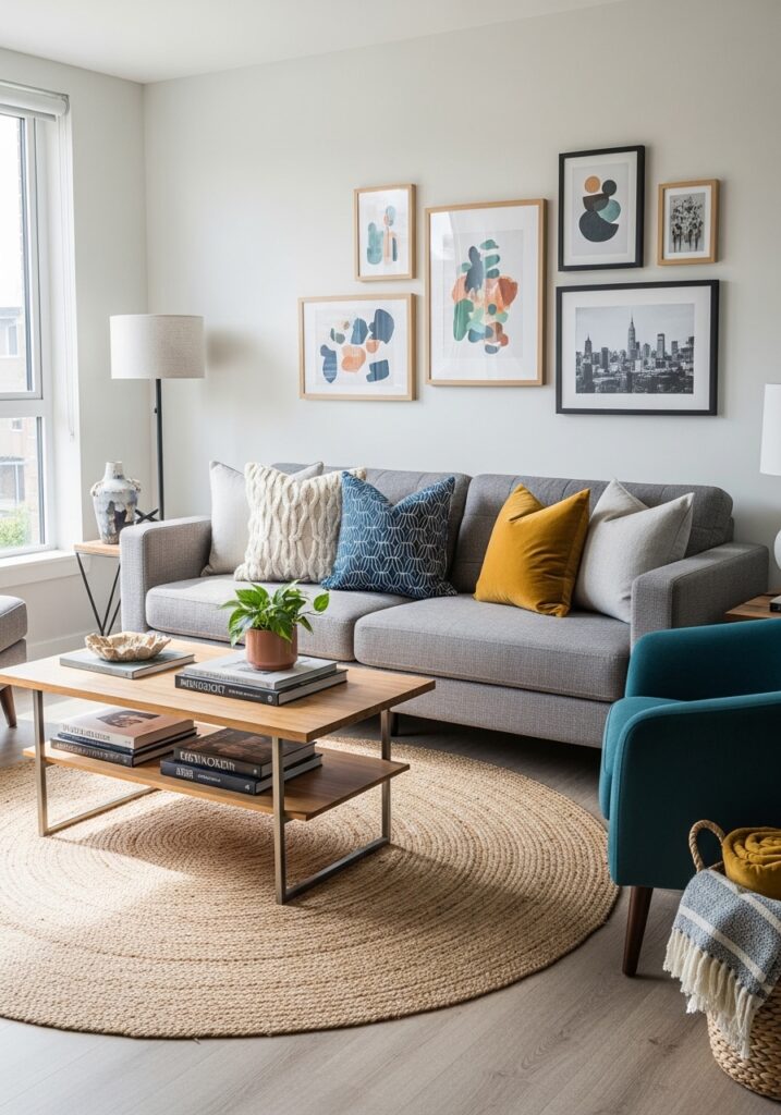Accent decor adding personality to apartment interior